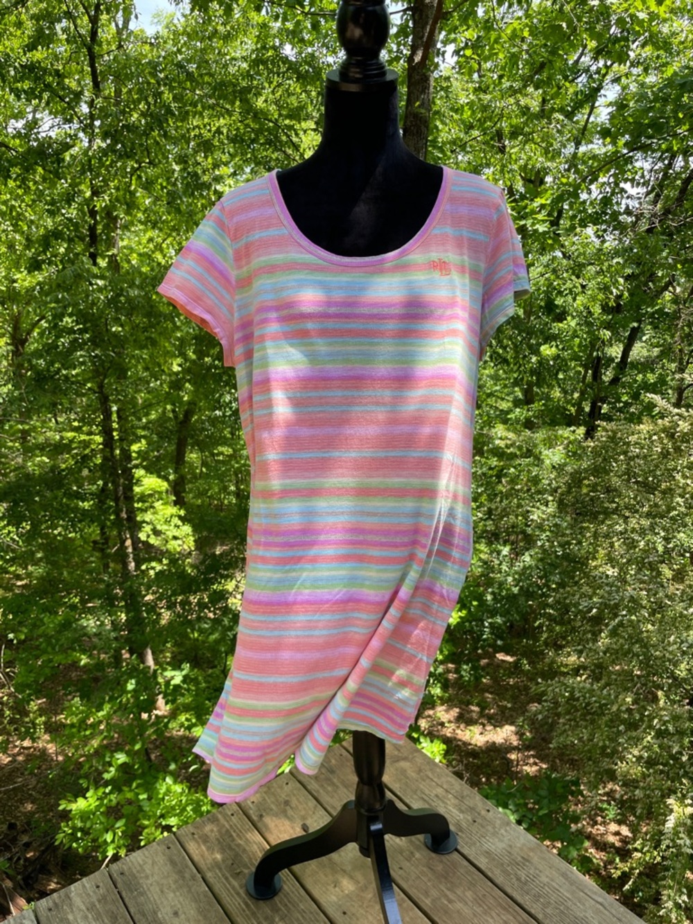 LAUREN RALPH LAUREN PASTEL STRIPE NIGHTIE Sz XL